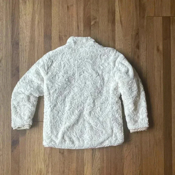 The North Face Reversible Girls Puffer Faux Fur Jacket Sz 18 Cream Ski Winter - Picture 4 of 12
